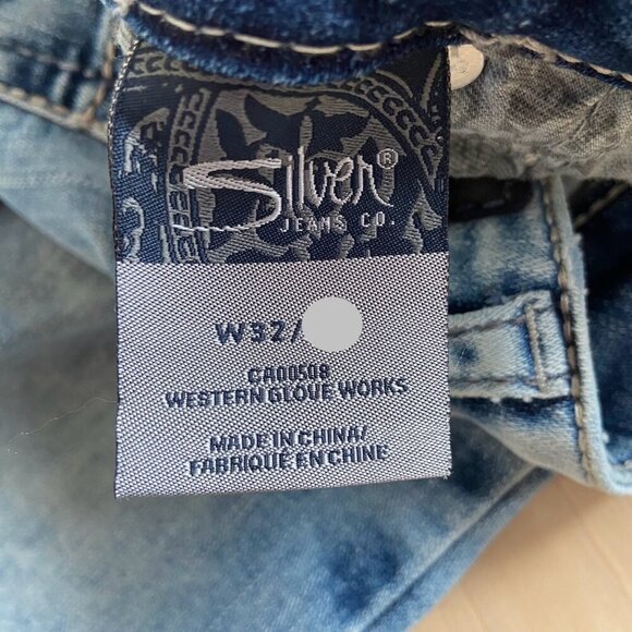 Silver Jeans silver Suki Women Medium Rise Straight Leg Jeans 32 Bleach tie dye - Picture 7 of 13